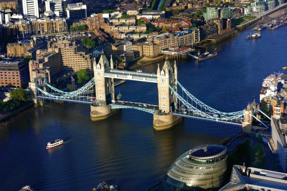 Aerial view of the Tower bridge